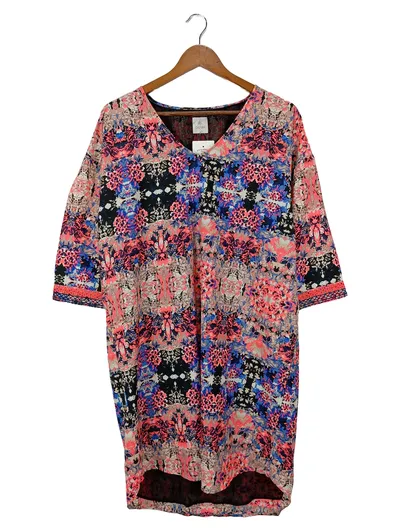 CULTURE Damen Blusenkleid Gr. 38/M Mehrfarbig Florales Muster Bohemian