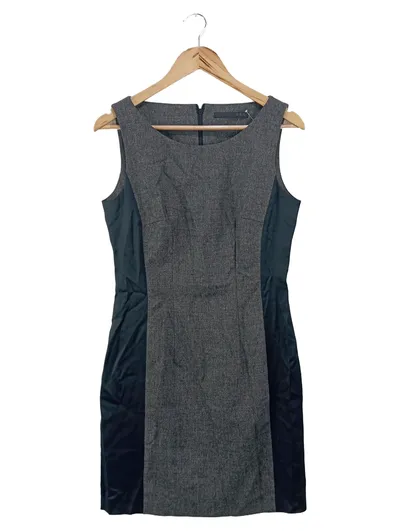 Set Businesskleid Damen Grau Meliert Ärmellos Polyester Gr. 38
