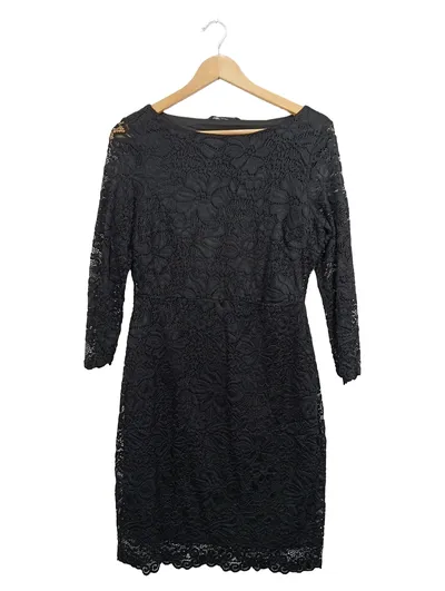 Vero Moda Damen Kleid Spitzenkleid Spitze Langarm Schwarz Gr. 36 S Elegant