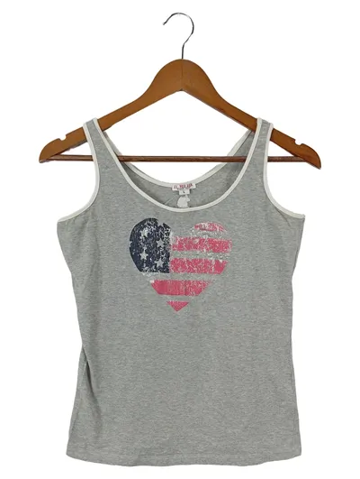 U.S. POLO ASSN. Damen Top Gr. 40/L Grau Casual Herz Flaggen Print