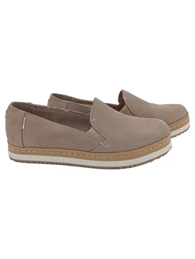 TOMS Damen Slipper Gr. 36 Beige Wildleder Plateau Casual Slip-On Schuhe