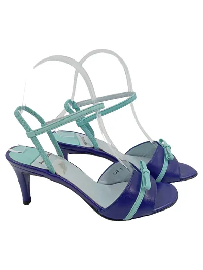 AUDLEY Damen Sandaletten Gr. 35 Blau Elegant Modern Schleife 7cm Absatz
