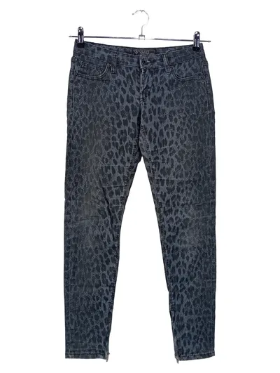 GUESS Damen Jeans Slim Fit W27/36/S Grau Animal-Print Reißverschluss