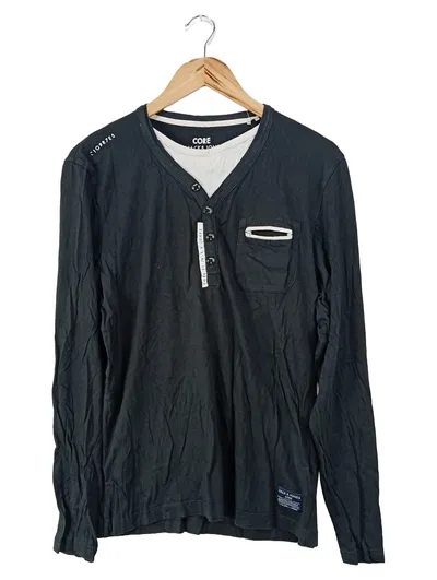JACK & JONES Langarmshirt Herren 50/L Schwarz Casual Baumwolle