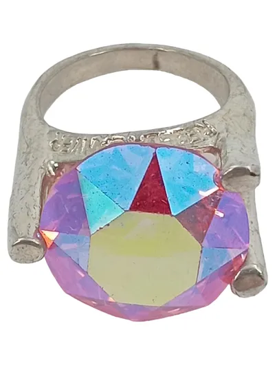 REBECA SANVER Ring Damen Gr. 12 Glamourös Mehrfarbig Kristall Metall