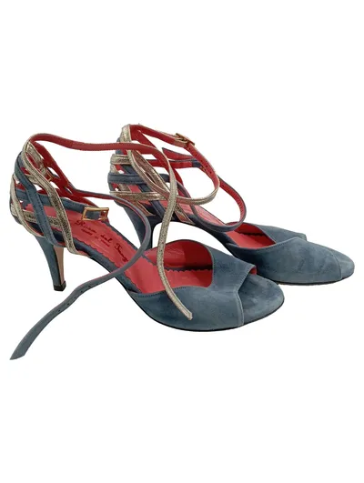 La Rosa del Tango Damen Sandaletten Gr. 37 Blau Wildleder Tango Elegant