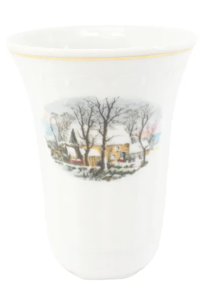 W. GERMANY Vase Porzellan weiß Vintage Winterlandschaft 9cm