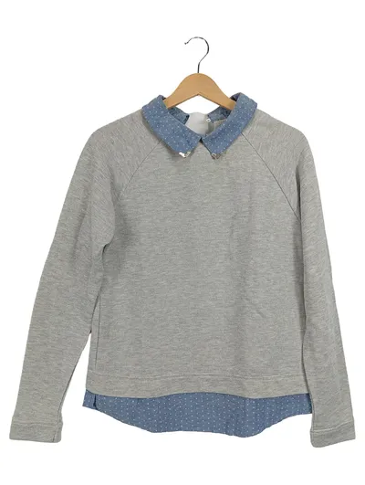 COLIN'S Damen Pullover mit Hemdkragen Gr. 38/M Grau Layered Look