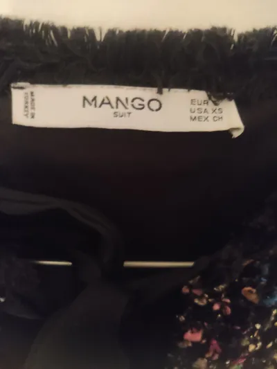 MANGO Suit Tweed Kleid Damen Gr. S 36 Kurzarm Mehrfarbig Business