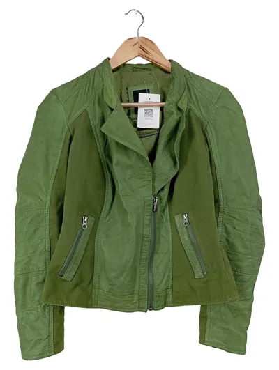 BEST CONNECTIONS Lederjacke Damen Gr. 34/XS Grün Klassisch Vintage Echtleder
