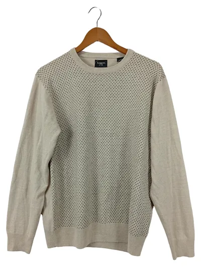 HAGGAR Herren Pullover Beige Strukturmuster Gr. 50/L Casual Langarm