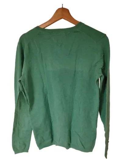 Tommy Hilfiger Pullover Damen V-Ausschnitt Pima Cotton Grün Gr. 38;M Logo Basic