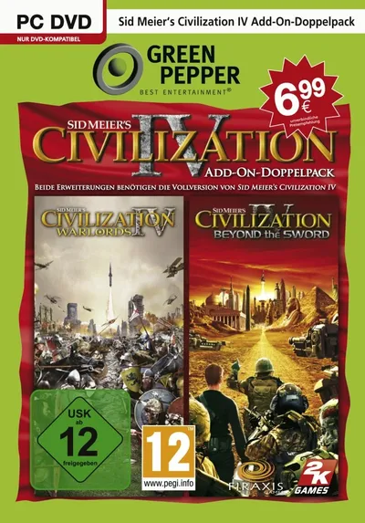 Green Pepper Civilization IV Add-On Doppelpack PC Warlords Beyond Sword Deutsch