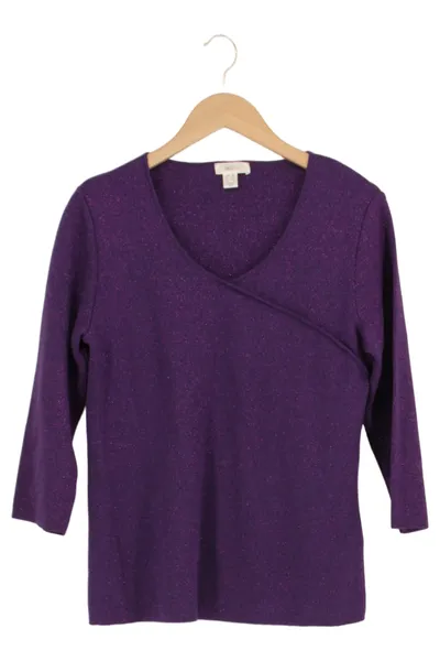 MONA Damen Pullover Gr. 38/S Lila Glitzer Klassisch Elegant 3/4-Arm Viskose