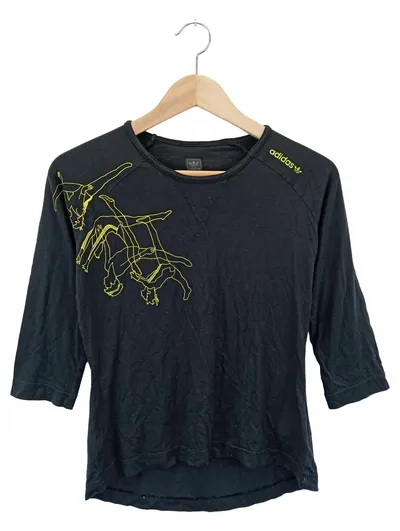 ADIDAS ORIGINALS Damen Langarmshirt Gr. 38/S Schwarz Sportlich Grafischer Print