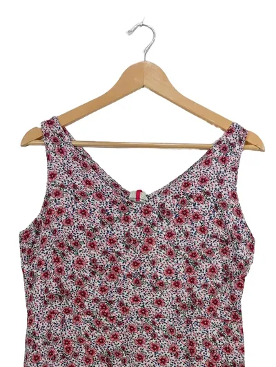 Street One Kleid Damen Gr. 38 Blumenmuster Viskose Sommer Casual Mehrfarbig
