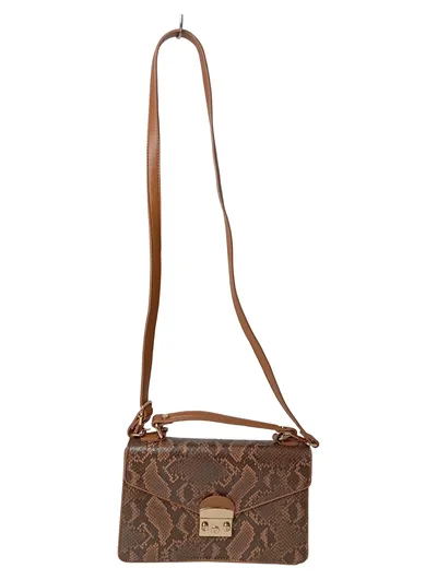 HALLHUBER Damen Henkeltasche Umhängetasche Braun Tierdruck Vintage Elegant