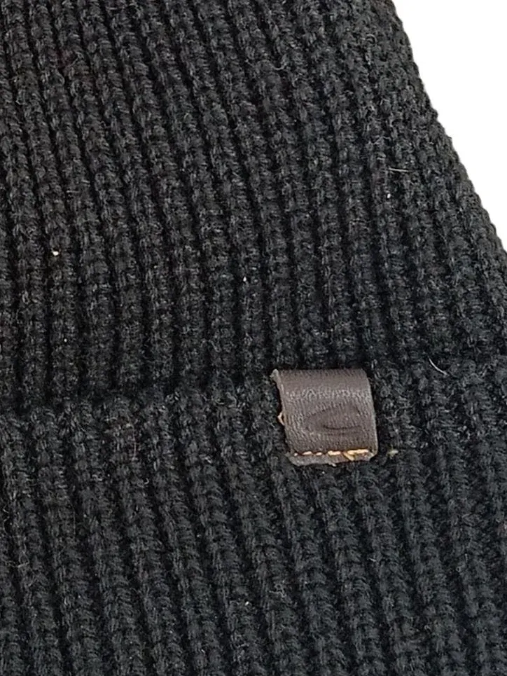 Camel Active Herren Strickmütze Schwarz Rippstrick Beanie Mütze 3