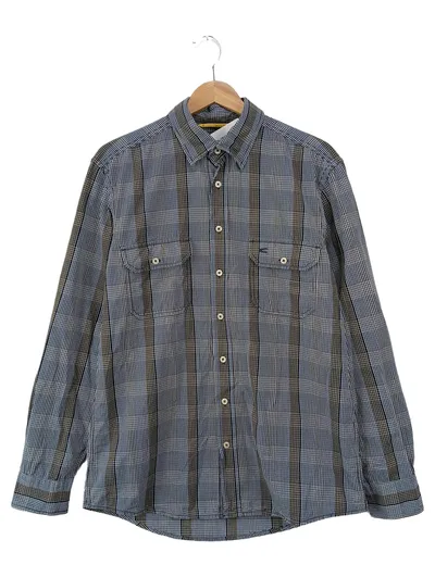 CAMEL ACTIVE Herren Freizeithemd Blau Kariert Gr. 50/M Langarm Baumwolle