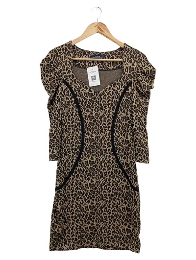 ANA ALCAZAR Etuikleid Damen Gr. 42/XL Braun Tierdruck Elegant Modern