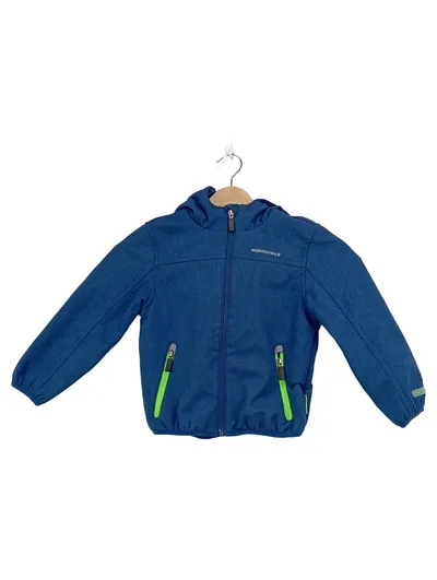 Northville Kinder Softshelljacke Gr. 110 Blau Kapuze Outdoor