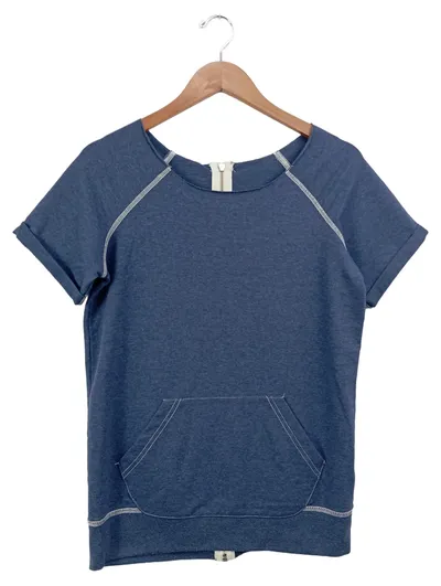 SCOUT Damen Bluse Gr. 38/M Blau Casual Kurzarm Reißverschluss
