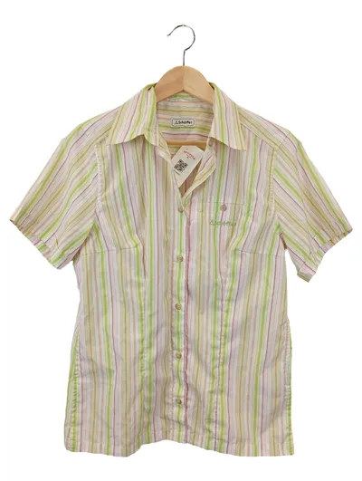 SCHöFFEL Damen Bluse Gestreift Mehrfarbig Kurzarm Gr. 40/M Casual