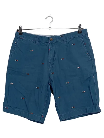 Tommy Hilfiger Shorts Herren W32 Blau Chino Flaggen Stickerei Baumwolle