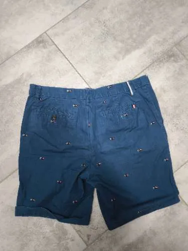 Tommy Hilfiger Shorts Herren W32 Blau Chino Flaggen Stickerei Baumwolle