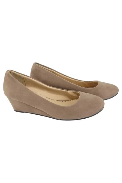 FOREVER NEW Ballerinas Damen Gr. 38 Beige Keilabsatz Elegant Casual