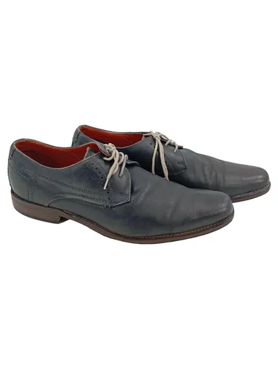 BUGATTI Derby Schnürschuhe Herren Leder Business Elegant Blau Gr. 42