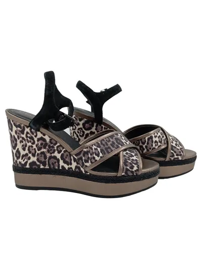 Geox Respira Damen Plateausandalen Gr. 41 Leopard Keilabsatz Wedges