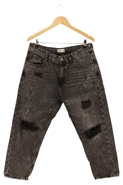 TERRANOVA Herren Jeans Wide Fit W32/48/M Schwarz Destroyed Casual