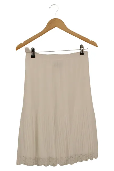 KRISS Damen Faltenrock Weiß Gr. 36/S Elegant Klassisch Midirock