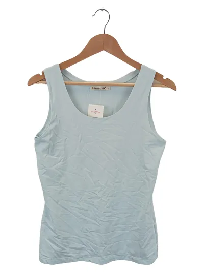 S.MARLON Top Damen Gr. 40/L Blau Casual Polyamid Tanktop Ärmellos