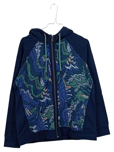 CECIL Damen Kapuzenpullover Hoodie Sweatjacke Abstrakt Blau Gr. 36 S