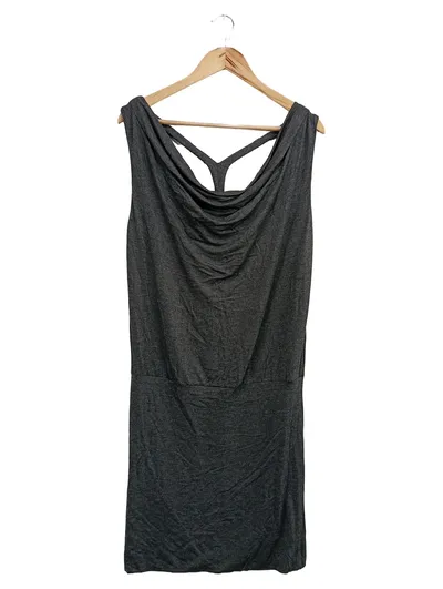 DENIM HUNTER Damen Freizeitkleid Gr. 40/L Grau Modern Wasserfallausschnitt