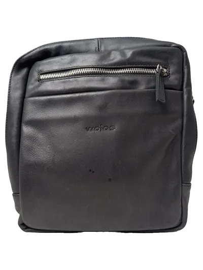 WOJAS Damen Umhängetasche Schwarz Leder Elegant Business Schultertasche