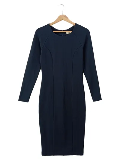 ENVII Damen Businesskleid Gr. 38/M Blau Langarm Bleistiftkleid Elegant