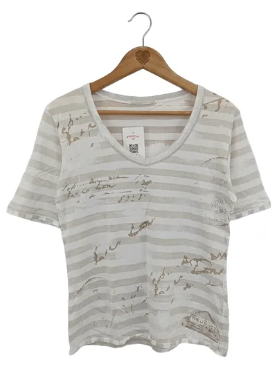 BRAX Damen T-Shirt Gr. 40/L Beige Gestreift Lyocell