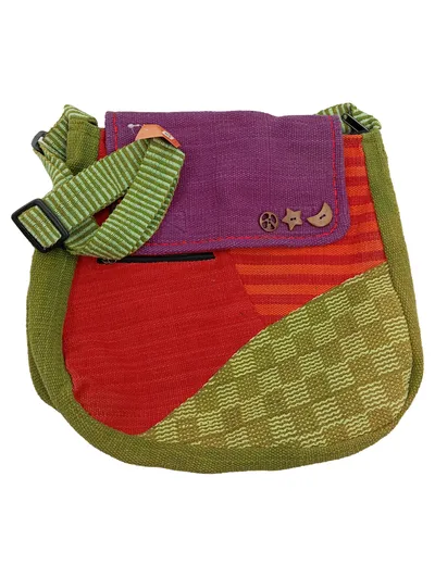 TARAMAR Umhängetasche Patchwork Hippie Bohemian Baumwolle Mehrfarbig