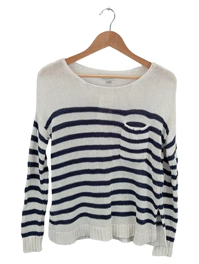 AMERICAN EAGLE OUTFITTERS Damen Pullover Gr. 36/S Weiß Gestreift Casual