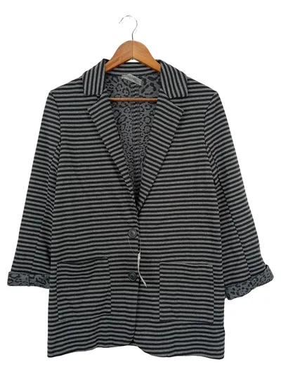 KING KONG Damen Blazer Grau Gestreift 38/M Streetwear Elegant Jacke