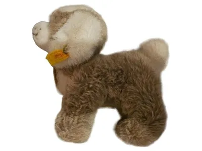 Steiff Stofftier Hund Kuscheltier Braun Weiß mit Knopf im Ohr