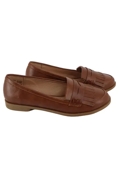 MISS KG Damen Slipper Gr. 37 Braun Klassisch Fransen Loafer