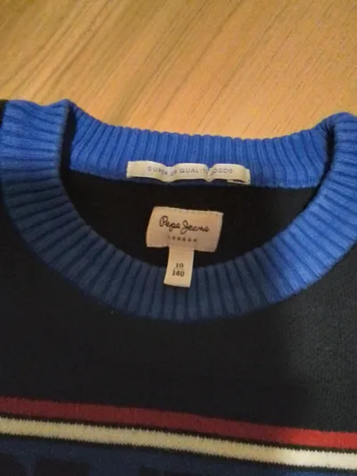 Pepe Jeans London Pullover Kinder Gr. 140 Blau Gestreift Baumwolle