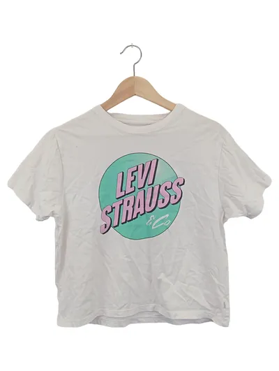 LEVIS Damen T-Shirt Weiß 32/XXS Casual Logo Print Kurzarm