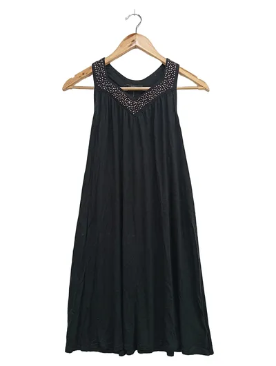 LASCANA Damen Freizeitkleid Gr. 34/XS Schwarz Viskose Strasssteine Elegant