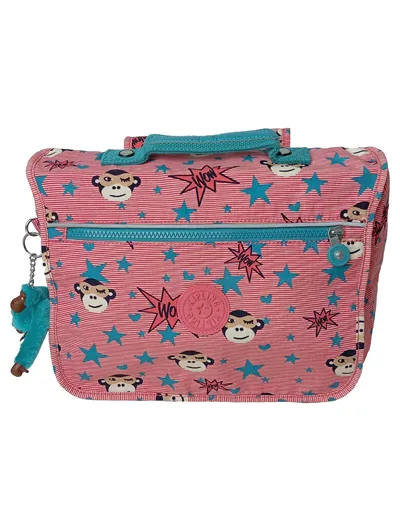 KIPLING Schulrucksack Kinder Rosa Affen Sterne Gestreift Charmant