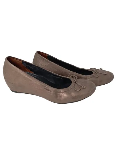 PAUL GREEN Damen Ballerinas Gr. 38.5 Braun Leder Schleife Elegant